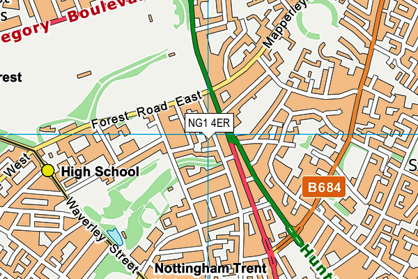 NG1 4ER map - OS VectorMap District (Ordnance Survey) NG1 4ER map - OS VectorMap District (Ordnance Survey)