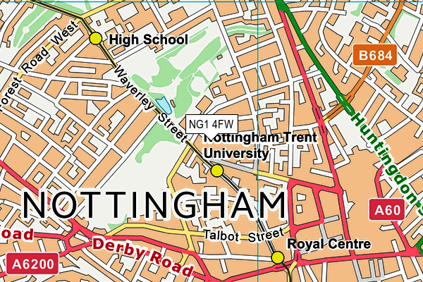 NG1 4FW map - OS VectorMap District (Ordnance Survey) NG1 4FW map - OS VectorMap District (Ordnance Survey)