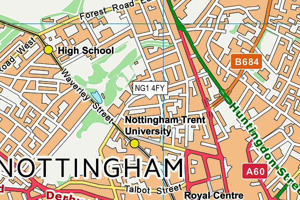 NG1 4FY map - OS VectorMap District (Ordnance Survey) NG1 4FY map - OS VectorMap District (Ordnance Survey)
