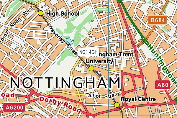 NG1 4GH map - OS VectorMap District (Ordnance Survey) NG1 4GH map - OS VectorMap District (Ordnance Survey)