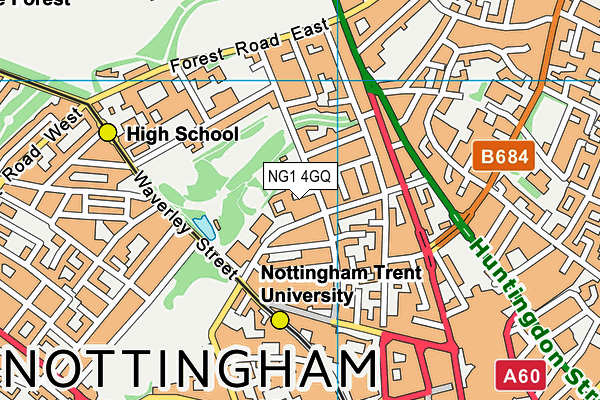 NG1 4GQ map - OS VectorMap District (Ordnance Survey) NG1 4GQ map - OS VectorMap District (Ordnance Survey)