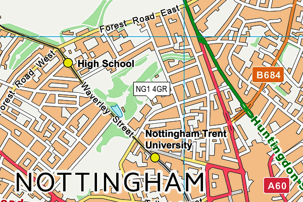 NG1 4GR map - OS VectorMap District (Ordnance Survey) NG1 4GR map - OS VectorMap District (Ordnance Survey)