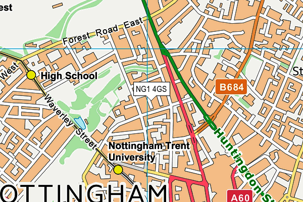 NG1 4GS map - OS VectorMap District (Ordnance Survey) NG1 4GS map - OS VectorMap District (Ordnance Survey)