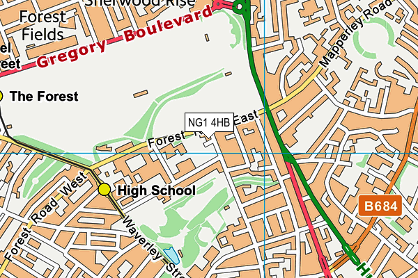 NG1 4HB map - OS VectorMap District (Ordnance Survey) NG1 4HB map - OS VectorMap District (Ordnance Survey)