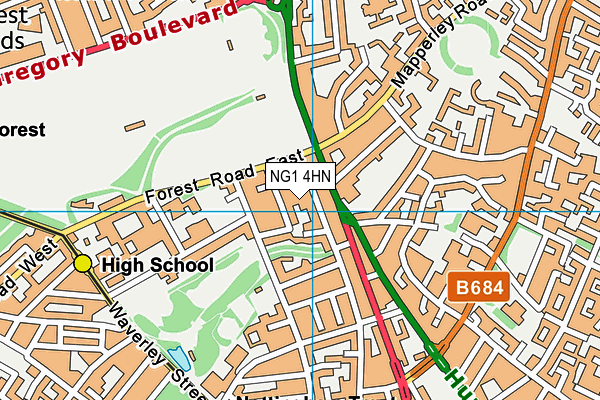 NG1 4HN map - OS VectorMap District (Ordnance Survey) NG1 4HN map - OS VectorMap District (Ordnance Survey)