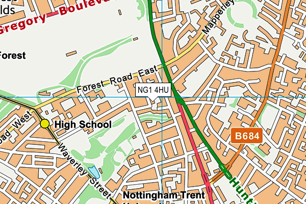 NG1 4HU map - OS VectorMap District (Ordnance Survey) NG1 4HU map - OS VectorMap District (Ordnance Survey)
