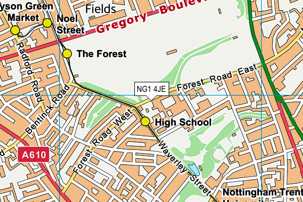NG1 4JE map - OS VectorMap District (Ordnance Survey) NG1 4JE map - OS VectorMap District (Ordnance Survey)