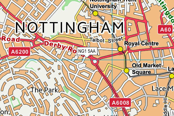 NG1 5AA map - OS VectorMap District (Ordnance Survey) NG1 5AA map - OS VectorMap District (Ordnance Survey)