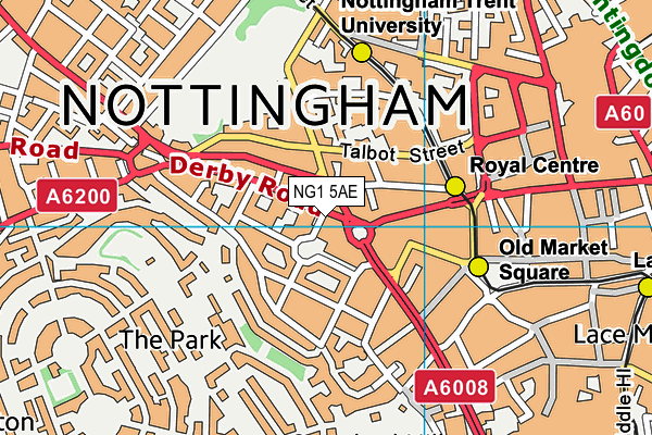 NG1 5AE map - OS VectorMap District (Ordnance Survey) NG1 5AE map - OS VectorMap District (Ordnance Survey)