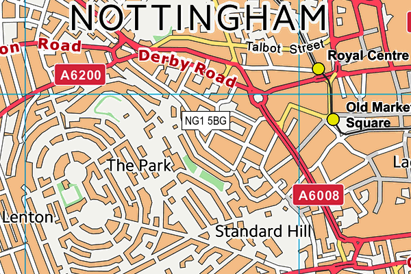NG1 5BG map - OS VectorMap District (Ordnance Survey)