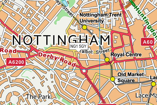 NG1 5GY map - OS VectorMap District (Ordnance Survey) NG1 5GY map - OS VectorMap District (Ordnance Survey)
