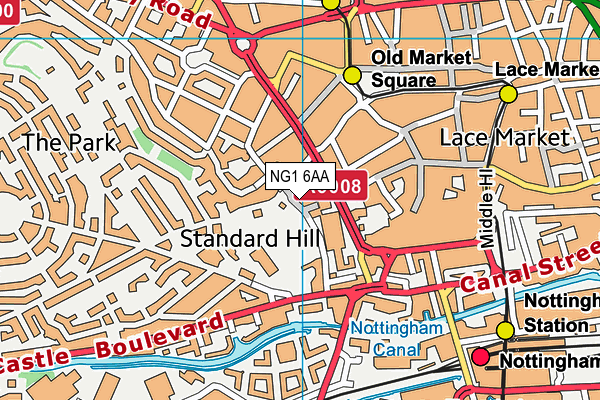 NG1 6AA map - OS VectorMap District (Ordnance Survey) NG1 6AA map - OS VectorMap District (Ordnance Survey)