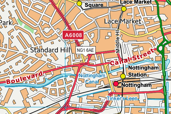 NG1 6AE map - OS VectorMap District (Ordnance Survey) NG1 6AE map - OS VectorMap District (Ordnance Survey)