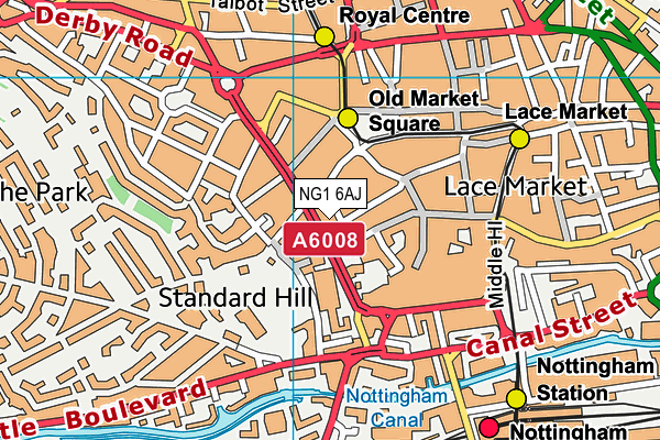 NG1 6AJ map - OS VectorMap District (Ordnance Survey)