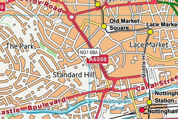 NG1 6BA map - OS VectorMap District (Ordnance Survey) NG1 6BA map - OS VectorMap District (Ordnance Survey)