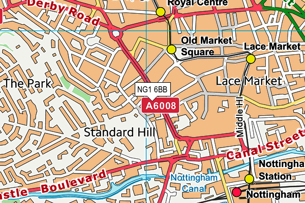 NG1 6BB map - OS VectorMap District (Ordnance Survey) NG1 6BB map - OS VectorMap District (Ordnance Survey)