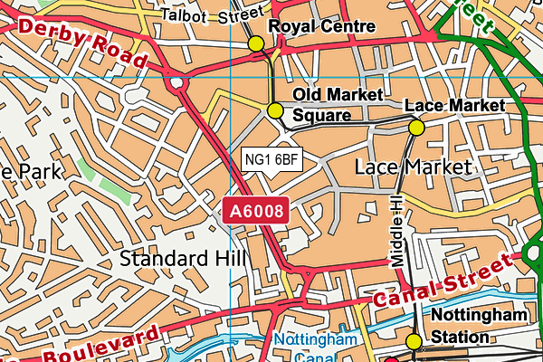 NG1 6BF map - OS VectorMap District (Ordnance Survey) NG1 6BF map - OS VectorMap District (Ordnance Survey)