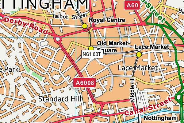 NG1 6BT map - OS VectorMap District (Ordnance Survey) NG1 6BT map - OS VectorMap District (Ordnance Survey)