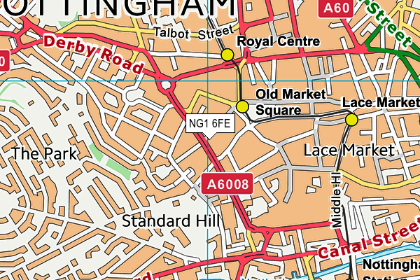 NG1 6FE map - OS VectorMap District (Ordnance Survey)
