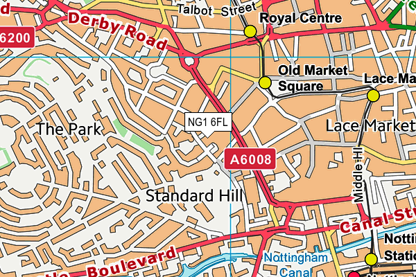 NG1 6FL map - OS VectorMap District (Ordnance Survey) NG1 6FL map - OS VectorMap District (Ordnance Survey)