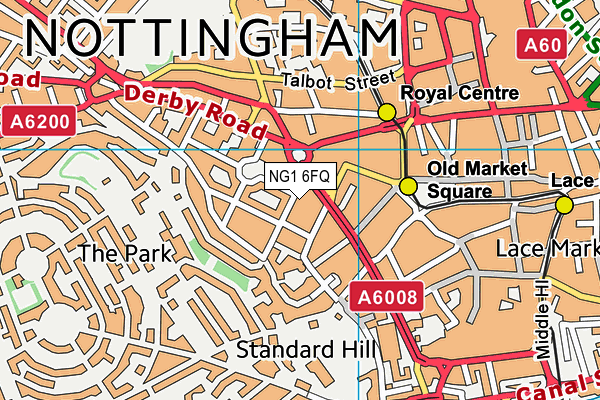 NG1 6FQ map - OS VectorMap District (Ordnance Survey) NG1 6FQ map - OS VectorMap District (Ordnance Survey)