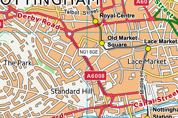 NG1 6GE map - OS VectorMap District (Ordnance Survey) NG1 6GE map - OS VectorMap District (Ordnance Survey)