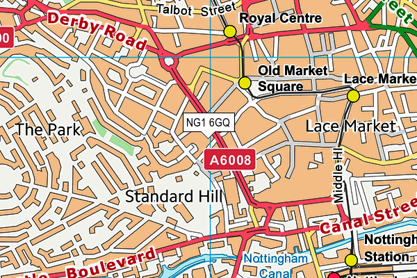NG1 6GQ map - OS VectorMap District (Ordnance Survey) NG1 6GQ map - OS VectorMap District (Ordnance Survey)