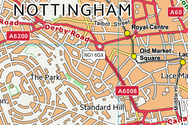NG1 6GX map - OS VectorMap District (Ordnance Survey) NG1 6GX map - OS VectorMap District (Ordnance Survey)