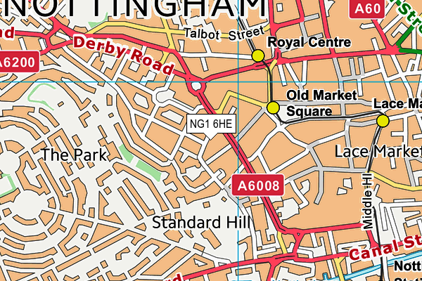 NG1 6HE map - OS VectorMap District (Ordnance Survey) NG1 6HE map - OS VectorMap District (Ordnance Survey)