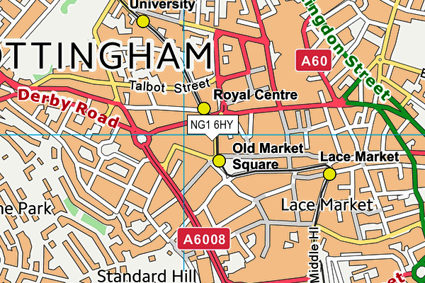 NG1 6HY map - OS VectorMap District (Ordnance Survey) NG1 6HY map - OS VectorMap District (Ordnance Survey)