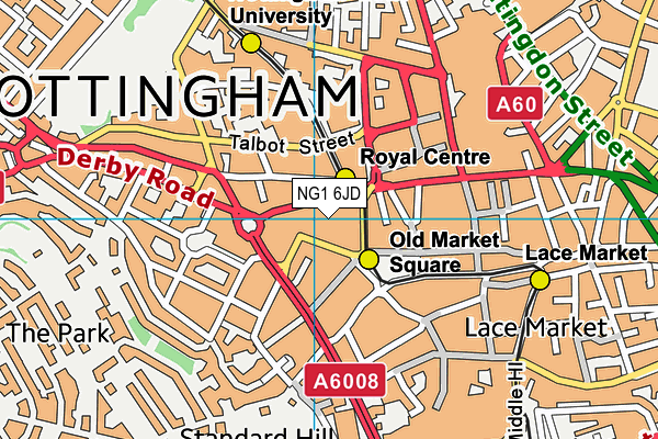 NG1 6JD map - OS VectorMap District (Ordnance Survey) NG1 6JD map - OS VectorMap District (Ordnance Survey)