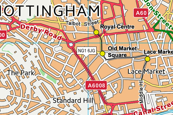 NG1 6JG map - OS VectorMap District (Ordnance Survey) NG1 6JG map - OS VectorMap District (Ordnance Survey)