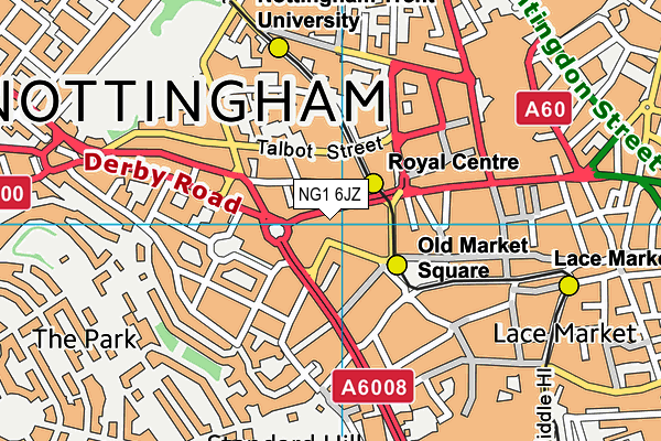 NG1 6JZ map - OS VectorMap District (Ordnance Survey) NG1 6JZ map - OS VectorMap District (Ordnance Survey)