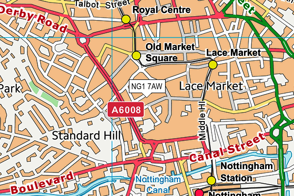 NG1 7AW map - OS VectorMap District (Ordnance Survey) NG1 7AW map - OS VectorMap District (Ordnance Survey)