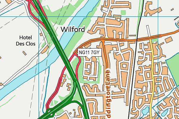 NG11 7GY map - OS VectorMap District (Ordnance Survey) NG11 7GY map - OS VectorMap District (Ordnance Survey)