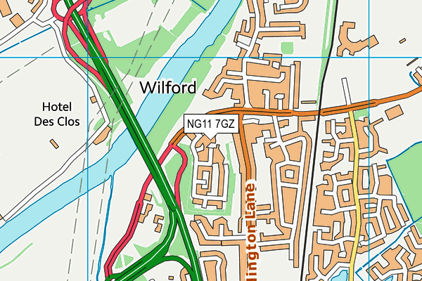 NG11 7GZ map - OS VectorMap District (Ordnance Survey) NG11 7GZ map - OS VectorMap District (Ordnance Survey)