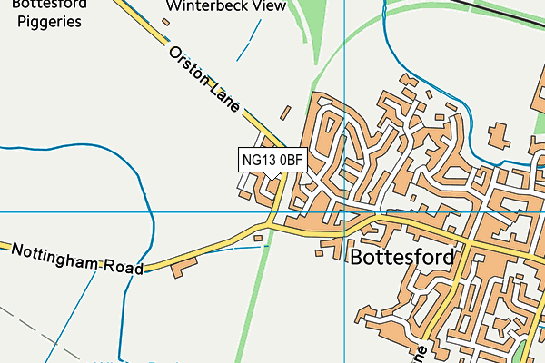 NG13 0BF map - OS VectorMap District (Ordnance Survey) NG13 0BF map - OS VectorMap District (Ordnance Survey)