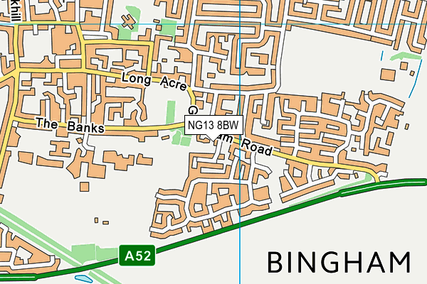 NG13 8BW map - OS VectorMap District (Ordnance Survey) NG13 8BW map - OS VectorMap District (Ordnance Survey)