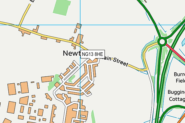 NG13 8HE map - OS VectorMap District (Ordnance Survey) NG13 8HE map - OS VectorMap District (Ordnance Survey)