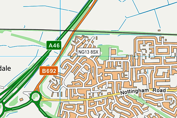 NG13 8SX map - OS VectorMap District (Ordnance Survey) NG13 8SX map - OS VectorMap District (Ordnance Survey)