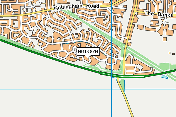 NG13 8YH map - OS VectorMap District (Ordnance Survey) NG13 8YH map - OS VectorMap District (Ordnance Survey)