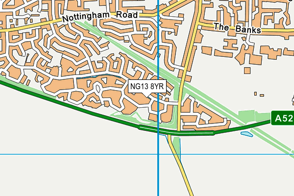 NG13 8YR map - OS VectorMap District (Ordnance Survey) NG13 8YR map - OS VectorMap District (Ordnance Survey)