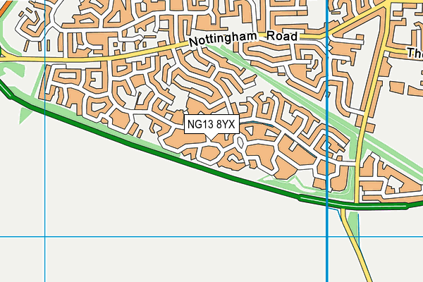 NG13 8YX map - OS VectorMap District (Ordnance Survey) NG13 8YX map - OS VectorMap District (Ordnance Survey)