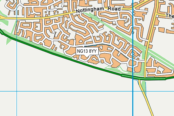 NG13 8YY map - OS VectorMap District (Ordnance Survey) NG13 8YY map - OS VectorMap District (Ordnance Survey)