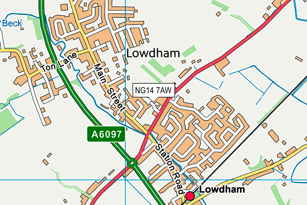 NG14 7AW map - OS VectorMap District (Ordnance Survey) NG14 7AW map - OS VectorMap District (Ordnance Survey)