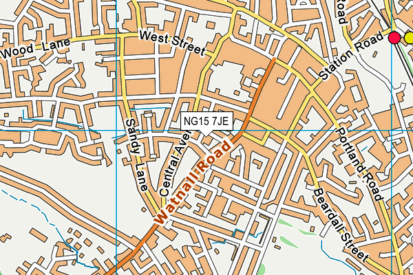 NG15 7JE map - OS VectorMap District (Ordnance Survey) NG15 7JE map - OS VectorMap District (Ordnance Survey)