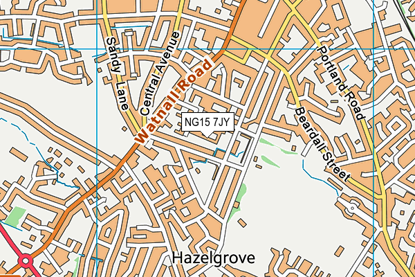 NG15 7JY map - OS VectorMap District (Ordnance Survey) NG15 7JY map - OS VectorMap District (Ordnance Survey)