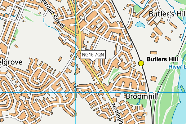 NG15 7QN map - OS VectorMap District (Ordnance Survey)
