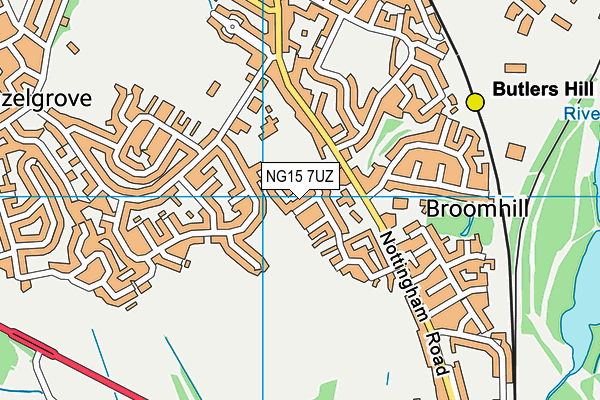 NG15 7UZ map - OS VectorMap District (Ordnance Survey) NG15 7UZ map - OS VectorMap District (Ordnance Survey)