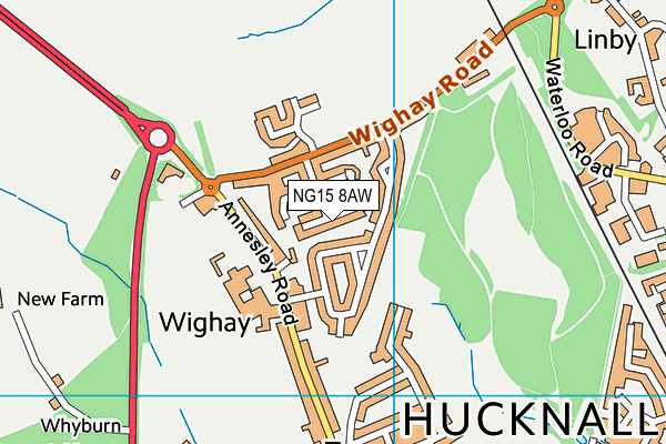 NG15 8AW map - OS VectorMap District (Ordnance Survey) NG15 8AW map - OS VectorMap District (Ordnance Survey)